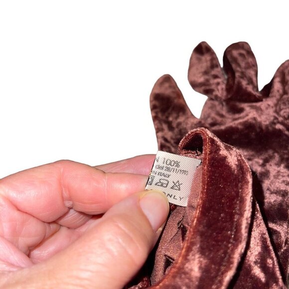 Classiques Entier Vintage 1990s Gloves One Size Brown Crushed Velvet Italy - Picture 5 of 9